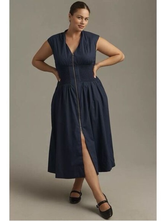 Anthropologie Dresses & Skirts - Anthropologie The Tommie Zip-Front Midi Dress